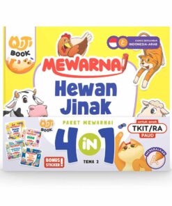 : 4 in 1 Qiti Book Mewarnai Tema 2 (Hewan Jinak, Buah, Alam Semesta, Transportasi & Profesi)